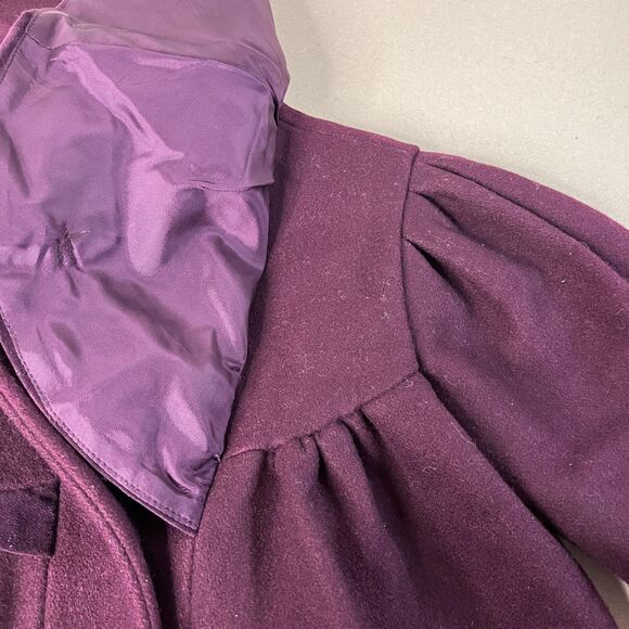 Rothschild Coat Girls 3T Vintage Purple Wool Cape Velvet Trim 90s Union Made USA - Picture 9 of 16